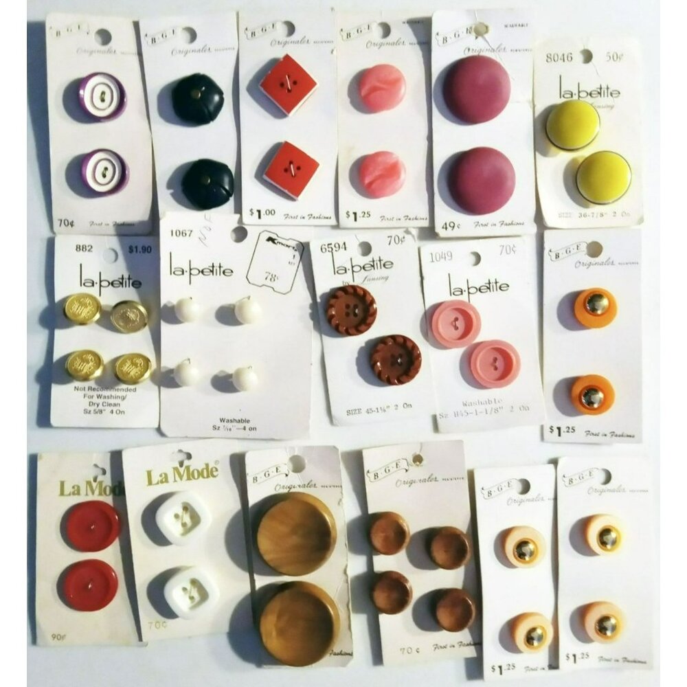 Button Collection Vintage Assorted Size Styles La-petite La Mode B.G.E Originals